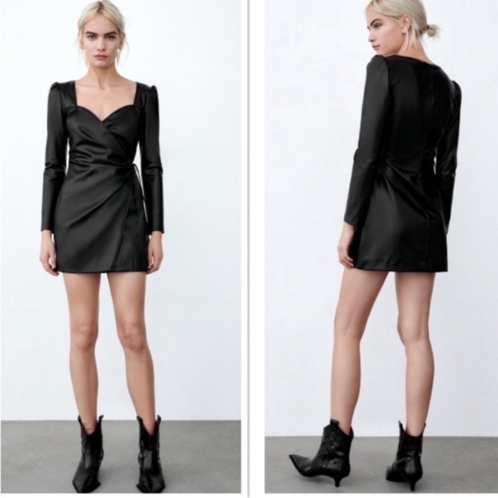 NWT House of Harlow 1960 Vegan Leather Wrap Dress S